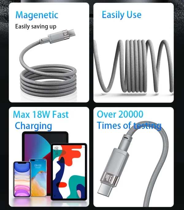 کابل USB به تایپ سی یسیدو مدل CA173 فست شارژ 18 وات - Image 4