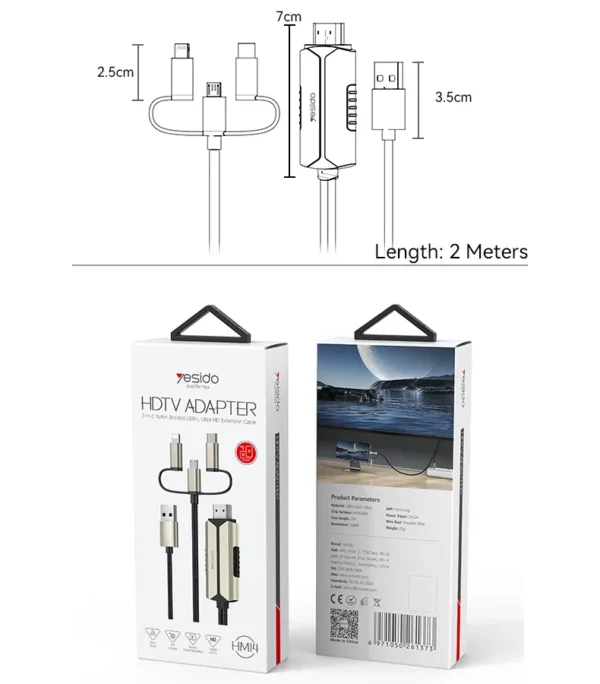 کابل HDMI سه سر یسیدو مدل HM14 - Image 2