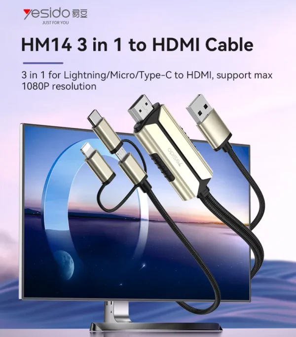 کابل HDMI سه سر یسیدو مدل HM14 - Image 3
