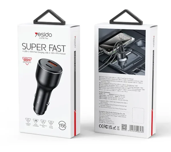 شارژر فندکی یسیدو مدل Y65 فست شارژ - Image 2