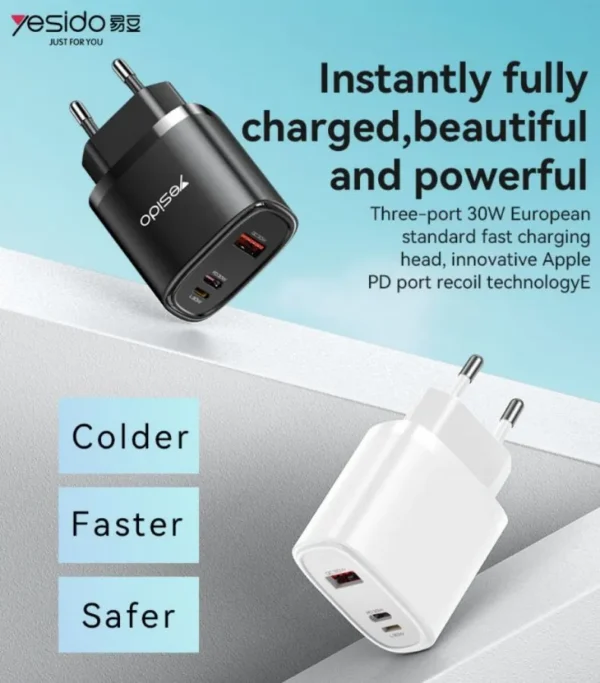 شارژر دیواری 30 وات یسیدو مدل YC52 با کابل لایتنینگ - Image 3