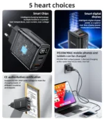 آداپتور شارژر دیواری یسیدو مدل YC68 فست شارژ - Image 4